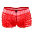 thumbnail image 2 of Women's Boyshorts Ruffled Bloomers Lace Panties Sheer Floral Cute Lace Shorts Dance Underwear Womens Lace Underwear Red One Size, 2 of 5