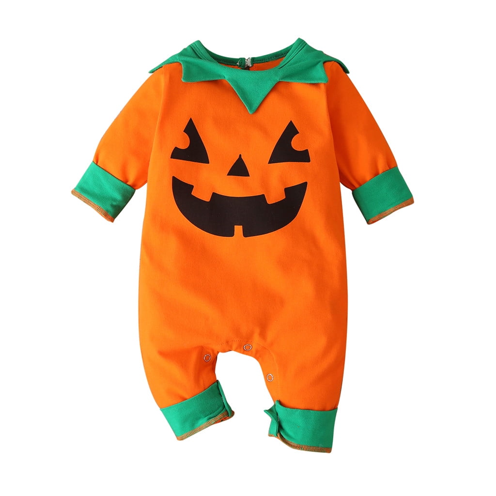 Fstyle Toddler Girls Baby Boys Halloween Pumpkin T-Shirt Strap Jumpsuit Pants Outfits Baby Winter Clothes