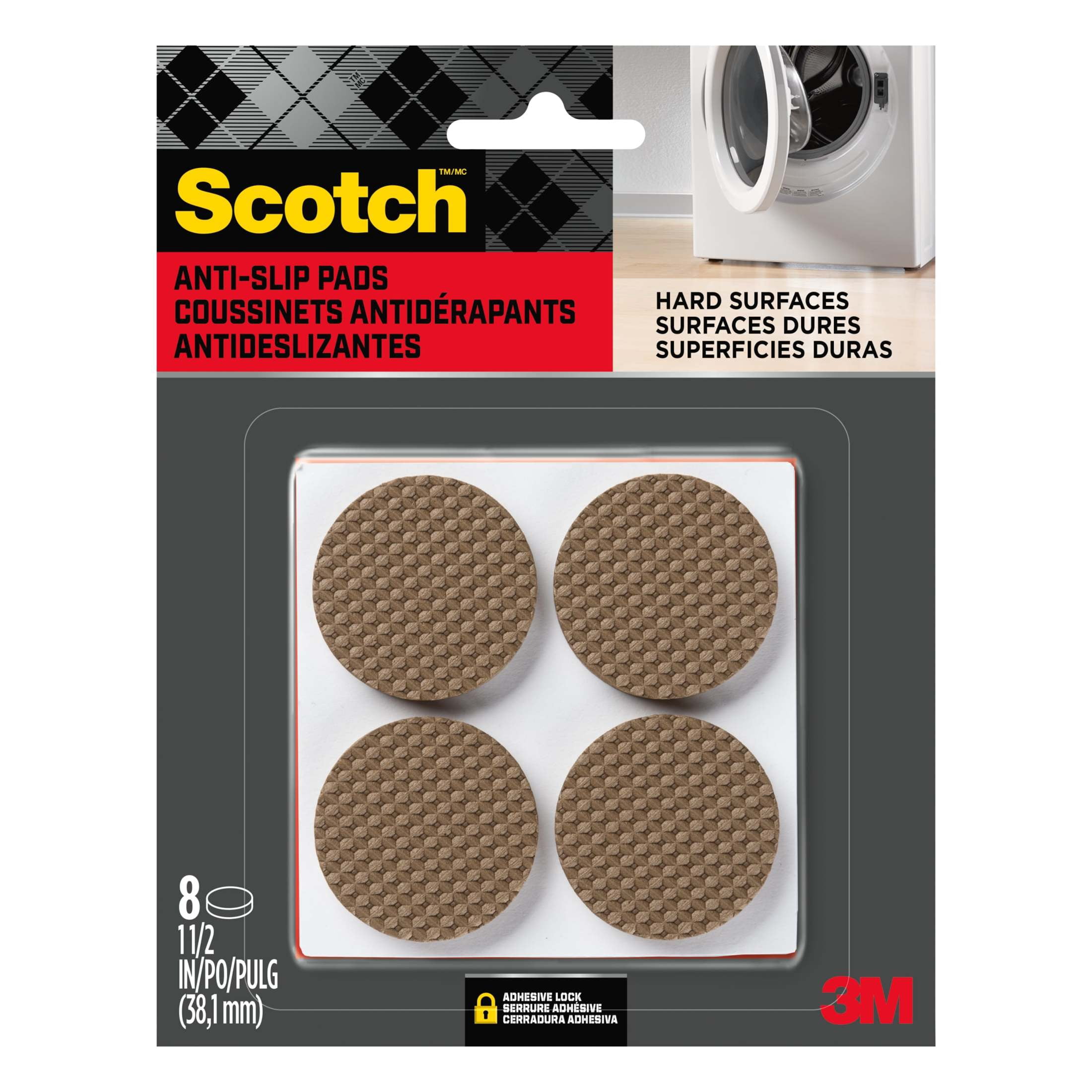 (6 pack) Scotch Furniture Pads, No Slip Floor Protection, Brown, 1.5 in., 8 Circle Grippers