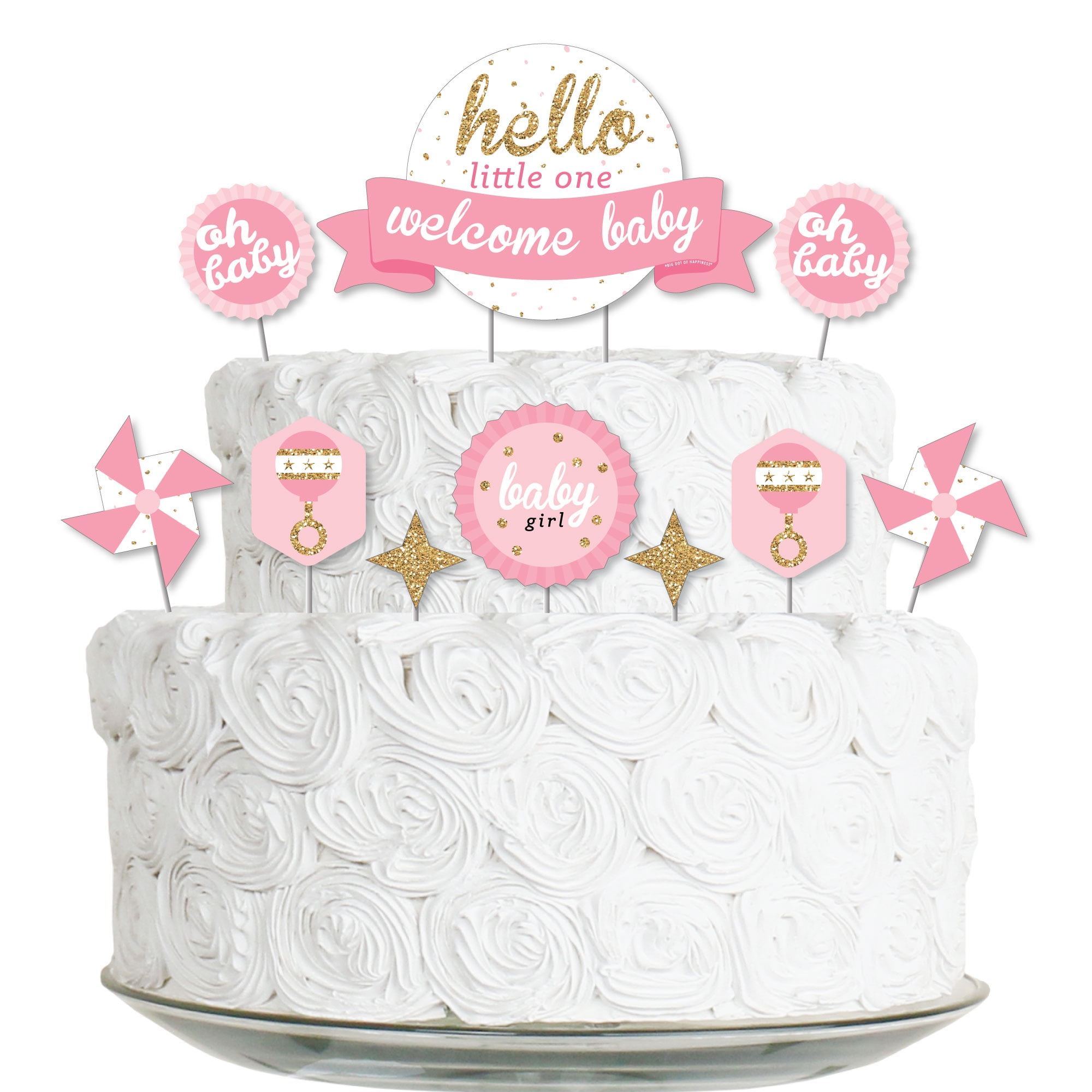 Big Dot of Happiness Hello Little One - Pink and Gold - Girl Baby