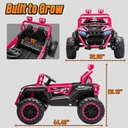 Joyracer 4WD 24 volt Ride On Toys, 800W Electric Cars for Kids with 2 Seater & Romote Control, Power Car Wheel w/ Spring Suspension, Bluetooth Music, Rose