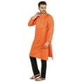 thumbnail image 3 of Atasi Indian Solid Kurta Pajama Set For MensÂ&nbsp;Mandarin Collar Casual Long-Wear Kurta, 3 of 7