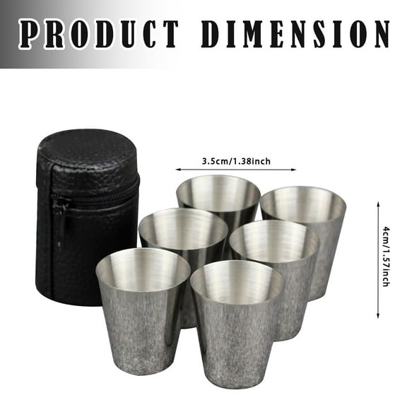 1 Cup Sleeve, 6 Cups Clearance! 6 Pack Stainless Shot Cups 2 Oz Shot Glass Metal Barware Drinking Tumbler for Home Restaurant Tequila Liquor Water Bar Silver