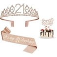 thumbnail image 5 of 21st Birthday Gifts Decorations for Her, Including 21st Cake Toppers, Birthday Queen Sash with Pearl Pin, Sweet Rhinestone Tiara Crown, Number Candles and Balloons Set, Rose Gold, 5 of 7