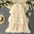 thumbnail image 4 of ClodeEU Women's High Waisted Tulle Tiered Cake Skirt,Fluffy Ballerina Midi Skirt Beige,Womens Plus Free Size, 4 of 6