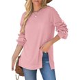 thumbnail image 3 of Fashnice Hauts pour Femmes Chandail en Molleton Col Rond Manches Longues Chandail Doux Automne Chandails en Molleton Rose P, 3 of 6