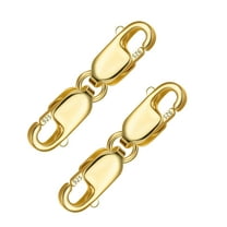 20mm Double Lobster Clasp Connector, 14K Gold Plated, 925 Sterling Silver, for DIY Jewelry Making (2pcs) by Alexcraft