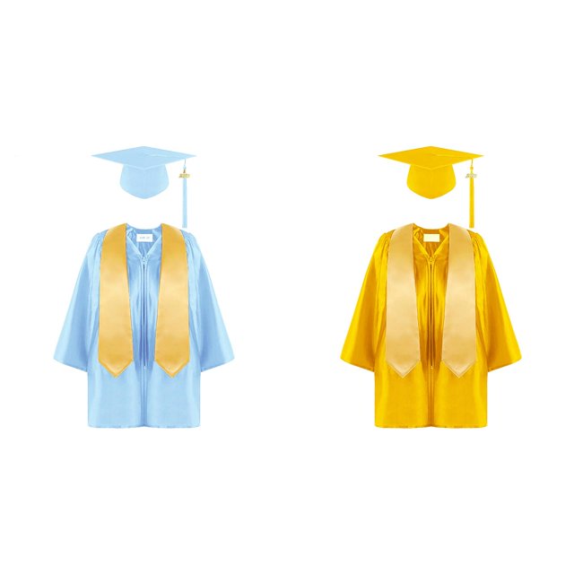 (2-Pack) Rinsvye Kindergarten Cap Gown Set Graduation Academic Childs Tassel Hat Stole Robe Preschool Photo Shoot Commencement Dress Up Party Outfit