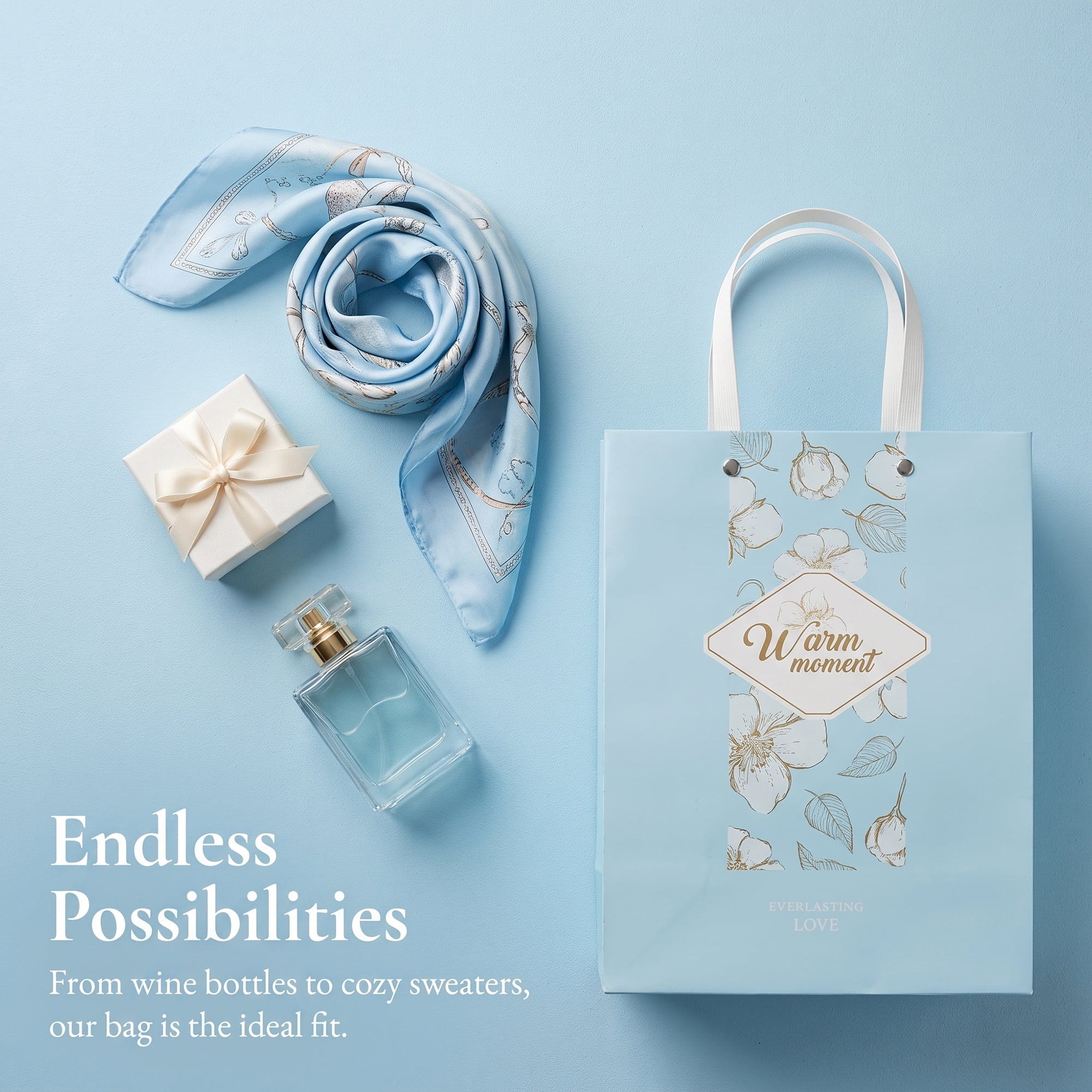 Unique Bargains Medium Gift Bags with Wide Flat Bottom for Occasions Blue 8.5"x 4.3" x 11"
