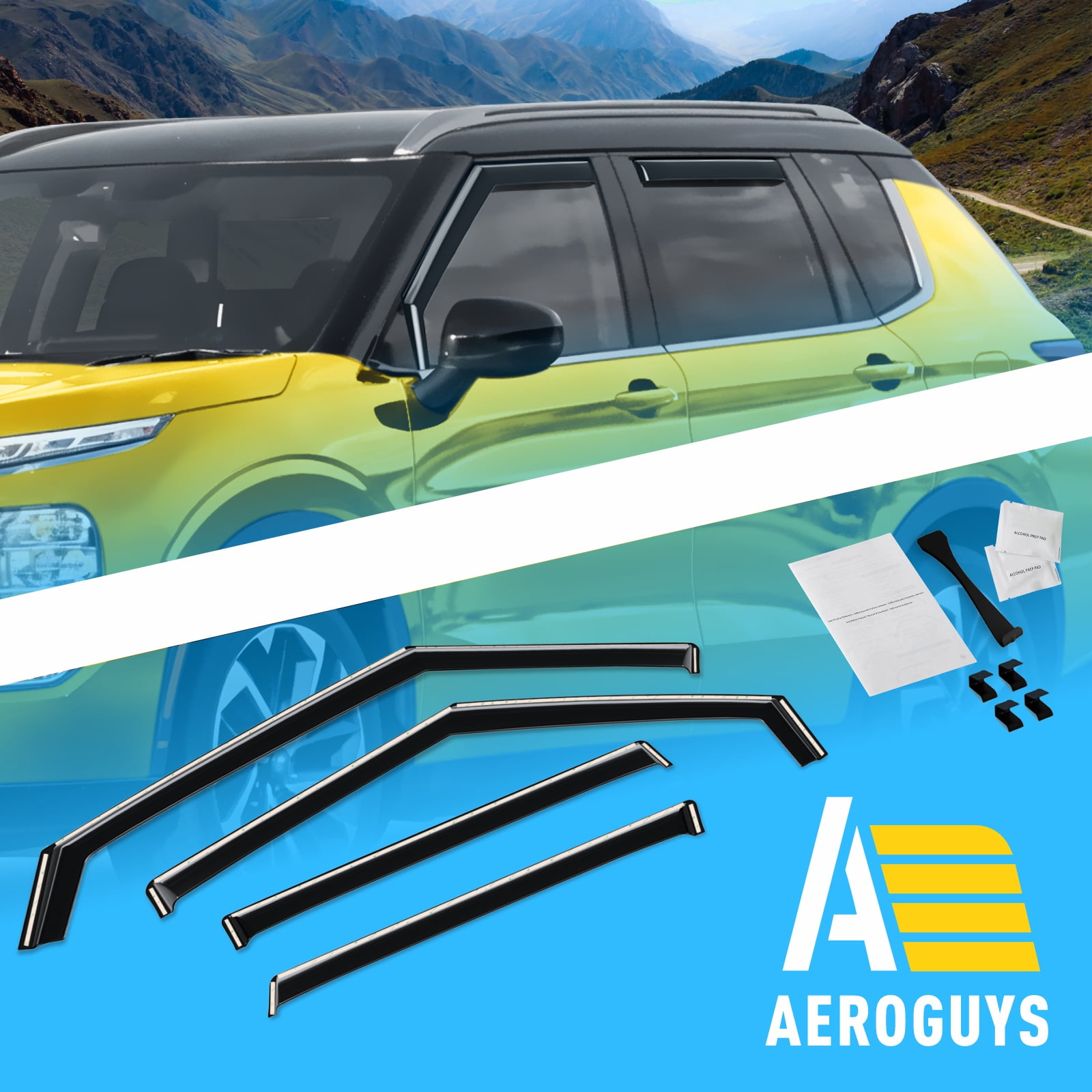 AEROGUYS Extra Durable Window Deflectors In-Channel Window Visors Rain Guards Fit for Mitsubishi Outlander 2022-2026, Sun Visors, Wind VentVisors, Exterior Car Accessories - 4 pcs. AG0848