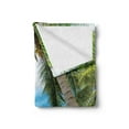 thumbnail image 2 of Ocean Soft Flannel Fleece Throw Blanket, Shadow Shade of a Coconut Palm Tree on White Sandy Seashore Image, Cozy Plush for Indoor and Outdoor Use, 70" x 90", Pale Green Pale Blue, by Ambesonne, 2 of 5