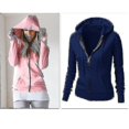 thumbnail image 2 of Chaqueta de mujer Color sólido Manga larga Cremallera Sudadera con capucha Transpirable y cómoda Top, 2 of 4