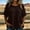 A534 Brown, variant on Womens Empire Waist Blouse Pleated Round Neck Short Sleeve Casual Summer Textured Loose Fit Boho Fashionable Flowy Lightweight Tunics Tops