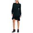 thumbnail image 1 of Taylor Womens Ruffled Hem Sweater Dress, Green, Petite, PL, 1 of 1