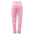 thumbnail image 2 of YUEJUIR White Pants Women Women's Casual Solid Pocket Pants High Waist Elastic Band Pants Wide Leg Trousers Women Women Pants Postpartum Clothes (Pink,XL), 2 of 5