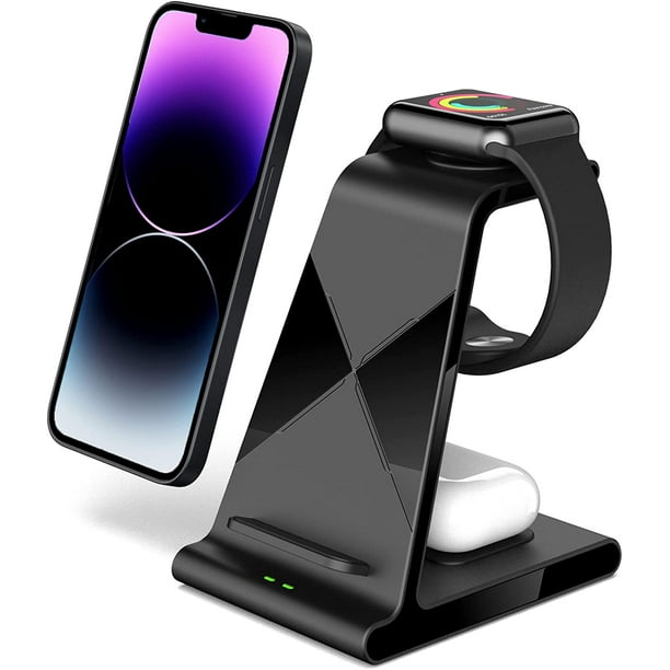 3 in 1 Wireless Charger, Wireless Charging Station for iPhone/Apple Watch/ Airpods, Charger Stand for Apple Watch 