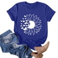 thumbnail image 4 of Outfmvch Tops for Women Trendy Spring Tops for Women 2024 Womens Tops Shirts for Women Sunflower Summer T Shirt Plus Size Loose Blouse Short Sleeve Graphic Casual Tees Polyester Spandex Blue M, 4 of 5