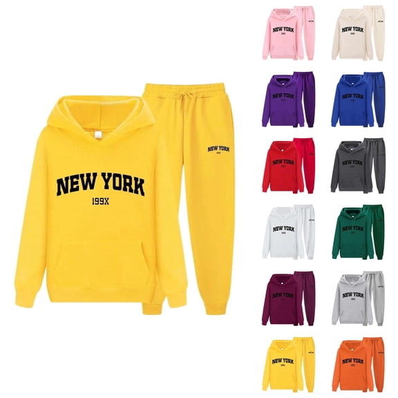 New York Hoodie and Sweatpants Set 2025 Fashion Hooded Sweatshirt and Jogging Sweatpants Set Sweat Suits