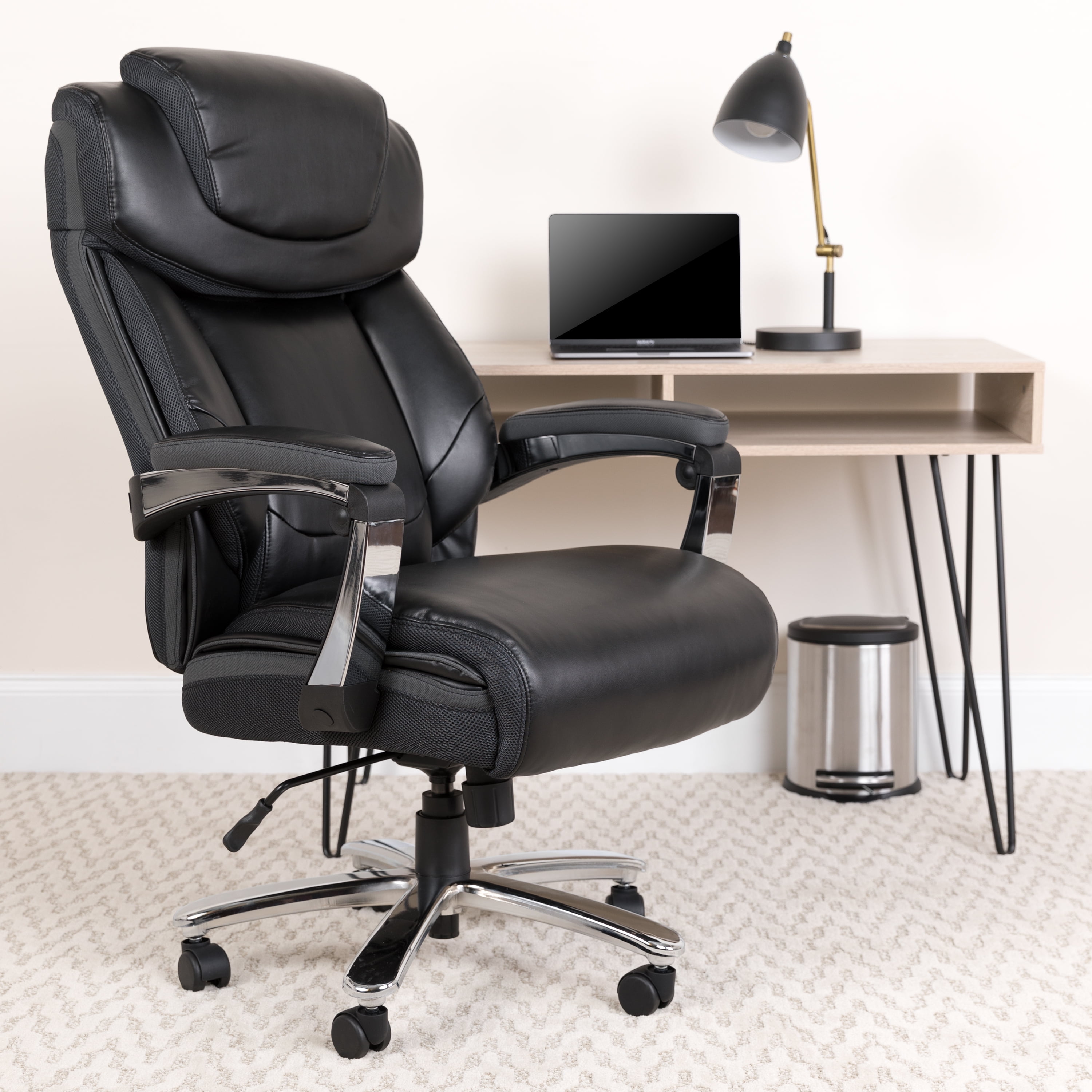 Flash Furniture Hercules Series Big Tall 500 Lb Rated Black Leathersoft Executive Swivel Ergonomic Office Chair With Adjustable Headrest Walmart Com Walmart Com