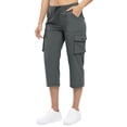 thumbnail image 6 of Cargo Pants for Women Ihhxva Women's Capri with Pockets Elastic Waist Sport Capris Lightweight Cotton Casual Hiking Summer Loose Fit Straight Leg S-3XL, 6 of 7