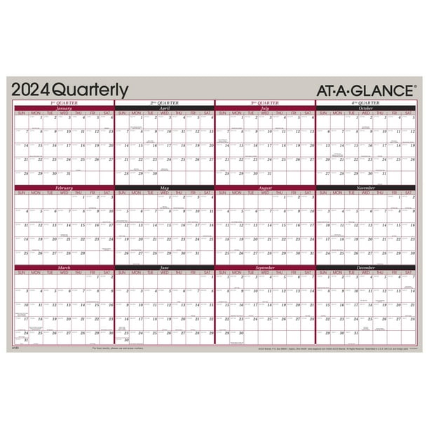 ATAGLANCE 2024 Vertical Horizontal Reversible Erasable Quarterly Wall