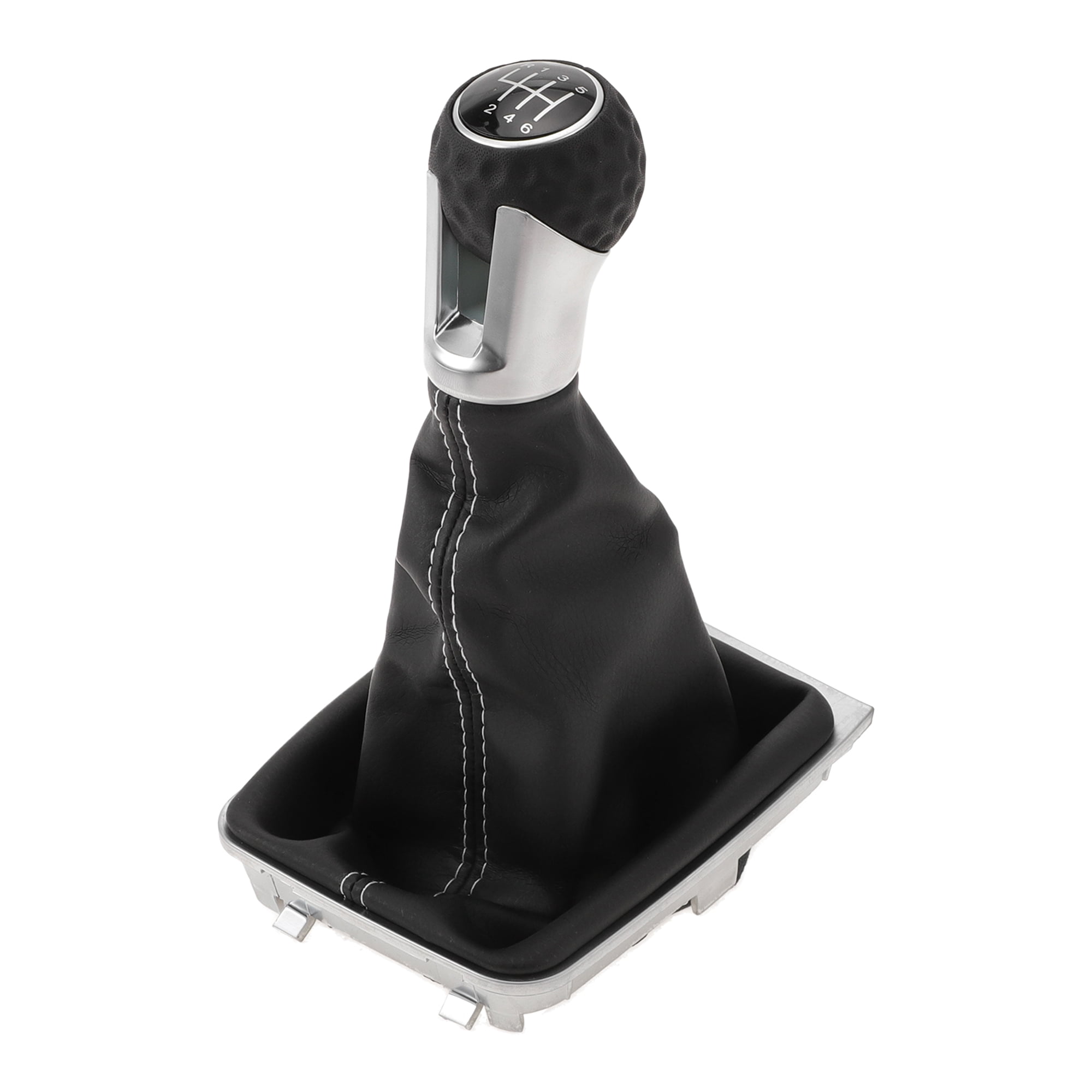 Unique Bargains 6 Speed Manual Gear Shifter Knob with Cover Gearbox Stick Shifter Lever Knob for VW Golf MK7 GTI GTD 2013-2018 Plastic Faux Leather Black White 1 Pc