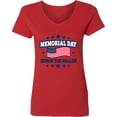 thumbnail image 3 of Inktastic Memorial Day Honor the Fallen with American Flag Women's V-Neck T-Shirt, 3 of 5