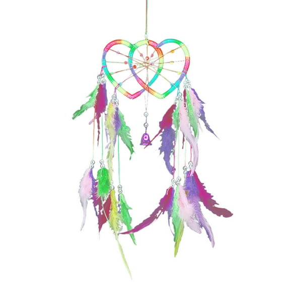HOMEMAXS Plumes Dream Catcher Bedroom Wall Hanging Ornament  Heart Dreamcatcher for Valentine's Day
