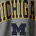thumbnail image 5 of Men's Colosseum Heather Gray Michigan Wolverines Arch & Logo Crew Neck Sweatshirt, 5 of 5