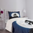 thumbnail image 5 of Ambesonne Wolf Quilted Bedspread Set 2 Pcs, Halloween Theme Design, Twin Size, Dark Blue Black White, 5 of 6