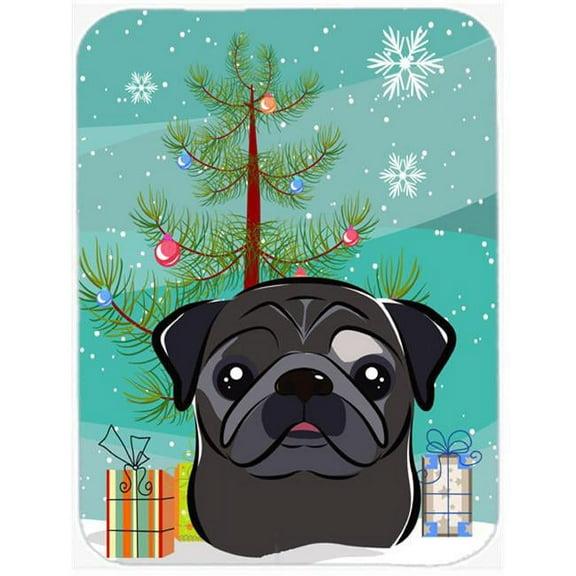 Carolines Treasures  Christmas Tree And Black Pug Mouse Pad - Hot Pad & Trivet