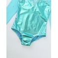 thumbnail image 5 of ZDHoor Kids Girls Long Sleeve Metallic Ballerina Leotard Sparkly Rhinestone Tulle Ballet Gymnastics Leotard Blue Green 8, 5 of 6