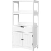 Giantex Large Bathroom Floor Cabinet, Freestanding Multipurpose Storage Cabinet with Drawer, 2 Open Shelves and Door Cupboard for Bathroom, Kitchen or Living Room, 24 x 13 x 48 inches (White)