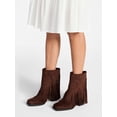 thumbnail image 2 of No Boundaries Faux Suede Fringe Booties, Women's, 2 of 7