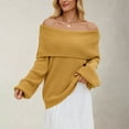 thumbnail image 2 of Holzkary Off The Shoulder Sweater Long Sleeve 2025 New Loose Knitted Sweater for Women One Neck Sweater Oversized Ribbed Knit Fall Pullover Tops Winter Going Out Outfits A L, 2 of 9