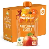 (8 Pouches) Happy Baby Organics Apples, Pumpkin & Carrots Baby Food, 4 Oz.