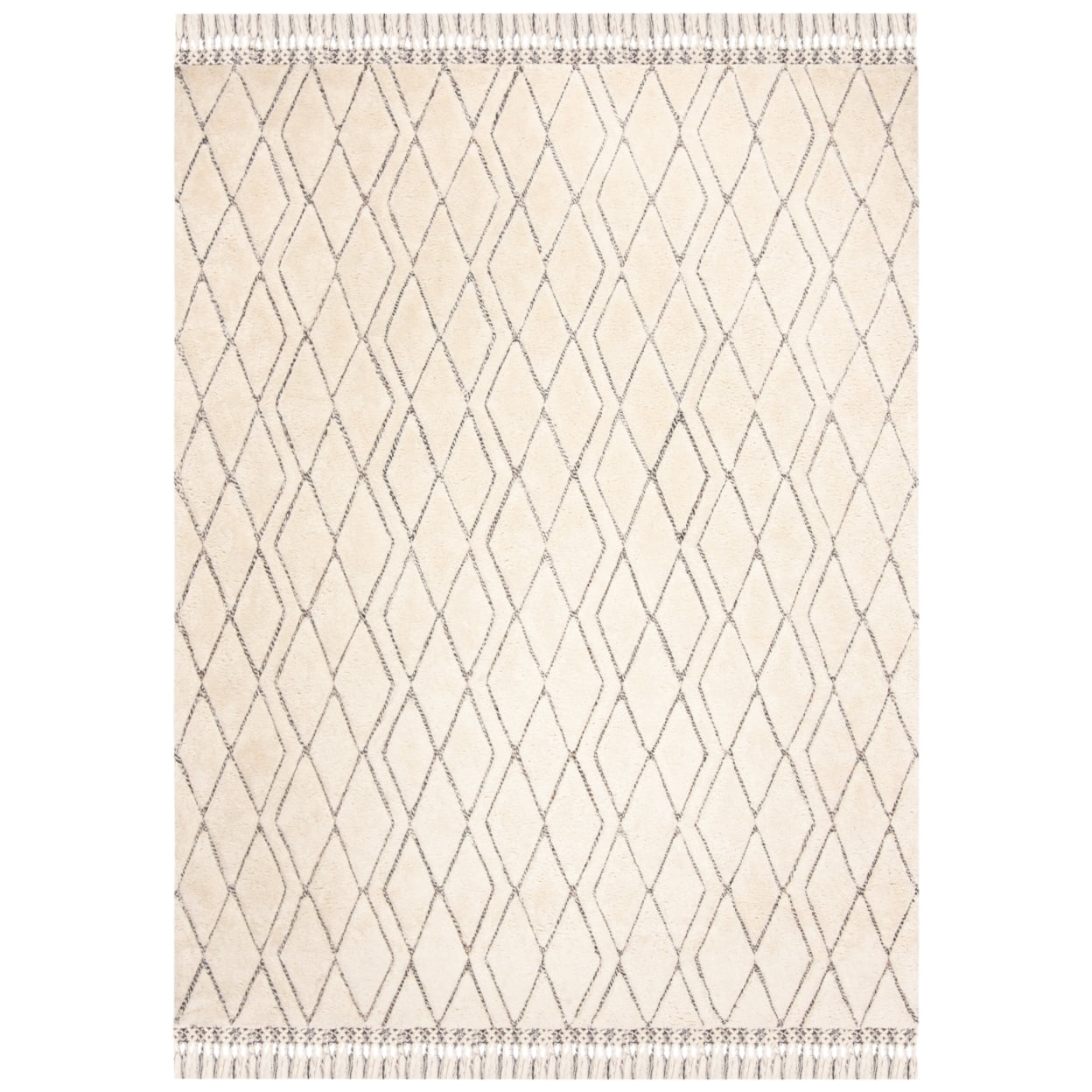 SAFAVIEH Casablanca Eunice Geometric Diamonds Shag Area Rug, Ivory/Grey, 5' x 8'