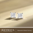 thumbnail image 3 of JeenMata 0.5 Carat Princess Cut Moissanite 4 Prong Solitaire Stud Earrings in 18k White Gold Plating for Women, 3 of 11