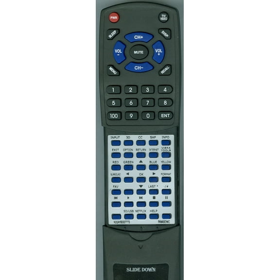 Replacement Remote for PANASONIC N2QAYB000777S, RTN2QAYB000777S, N2QAYB000777, TCP50ST50X, TCP60ST50X