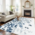 thumbnail image 2 of 6'x9' Area Rugs, Blue Leaves Indoor Outdoor Area Rug for Living Room Bedroom, Summer Botanical Washable Bathroom Rugs Kitchen Floor Carpet Mats Home Decor Aesthetic, 2 of 8