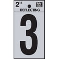 thumbnail image 3 of 2" Black Reflective Adhesive Vinyl Number 3 Silver Background, Pack of 10, 3 of 5