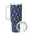 thumbnail image 2 of Sikiie Blue Gingham Buffalo Check Insulated Stainless Water Bottle Lid Travel Mug Cup Insulated Tumblers Cup 40oz Ice Bully With Handle, 2 of 8