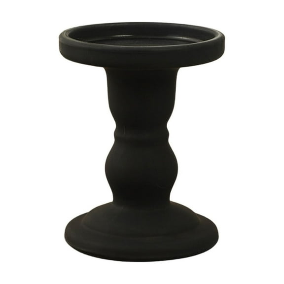 dajkiuy Black Pillar Candle Holders, 4.3 Inch Vintage Candle Holder for Table Centerpiece & Fireplace Decor, Decorative Candle Stand for Dining & Living Room Decoration