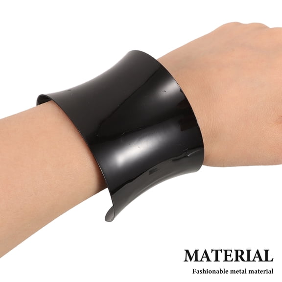 PENIKOKO 1 Pair Chunky Black Zinc Alloy Bangles Bracelets Street Style Fashion Jewelry for Casual Wear and Everyday Outfit