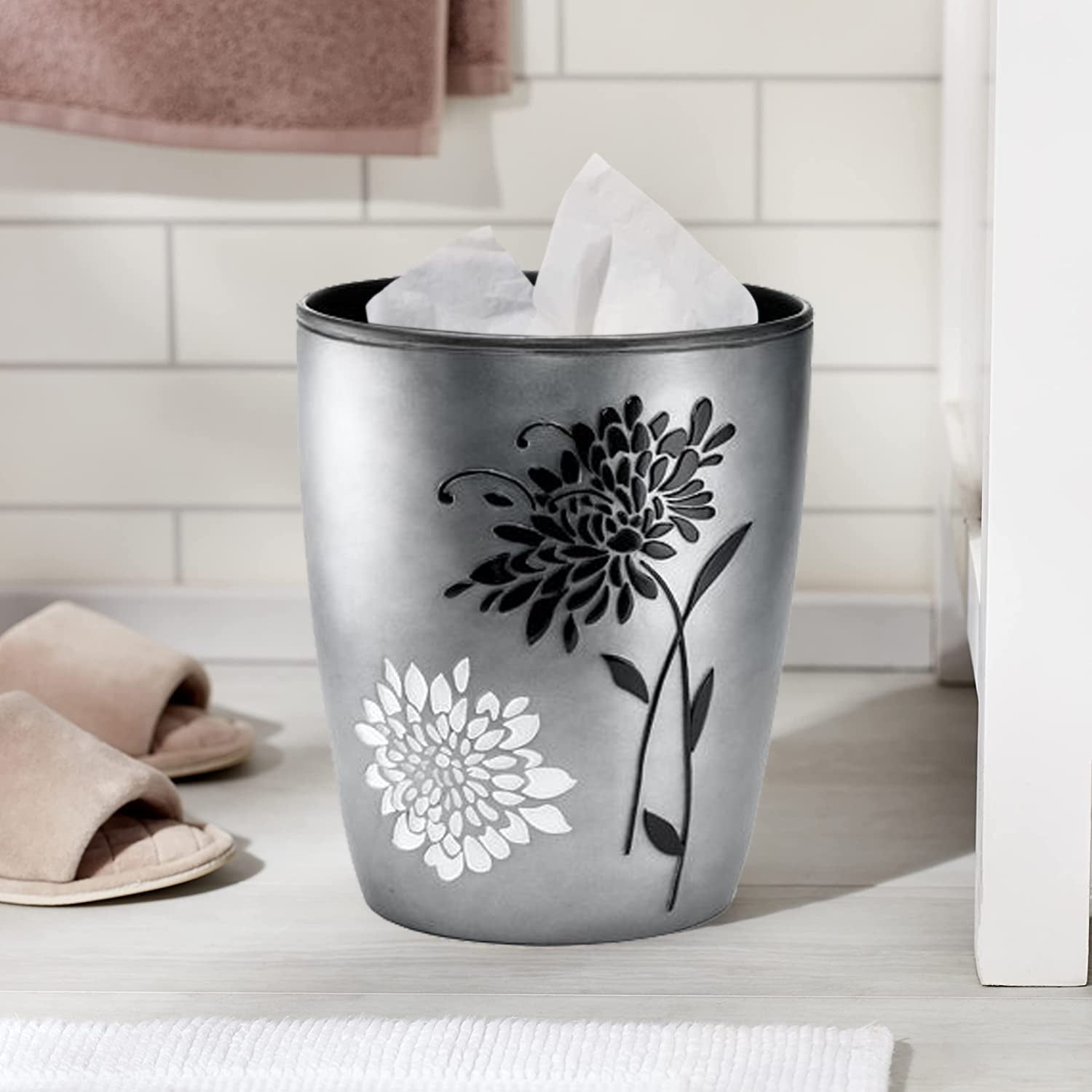Zahari Home Decorative Trash Can for Bathroom, Office & Bedroom - 2.1 Gallons Stylish & Small Trash Can for Dorms, Desktop & Restroom - Chic Waste Basket for Compact Spaces, Erica