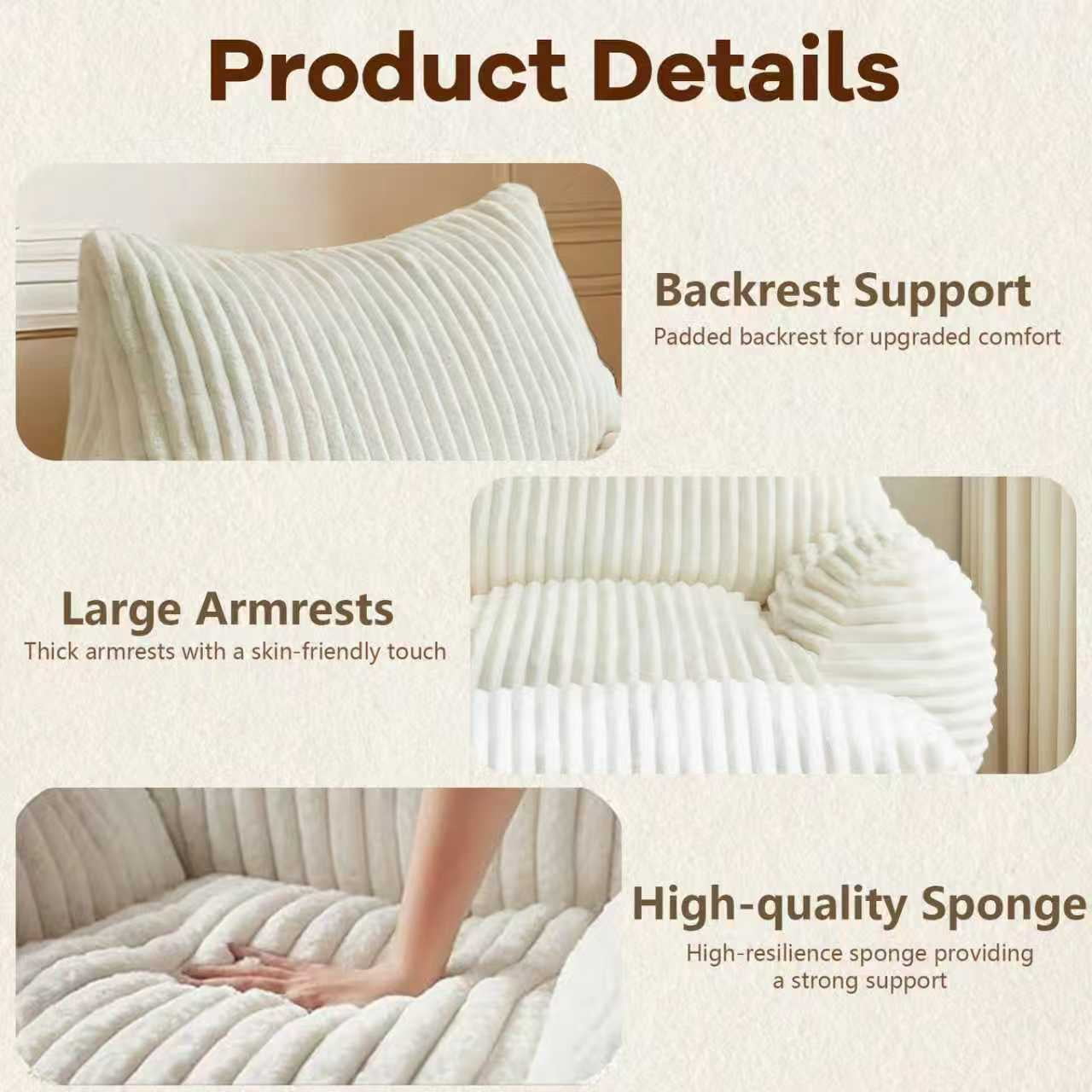 Suede Sofa Chair with Ottoman, 5-Zone Ergonomic Support Chair with High-Rebound Foam Filling, Compact Lounge Chair for Small Apartments, Living Room, White