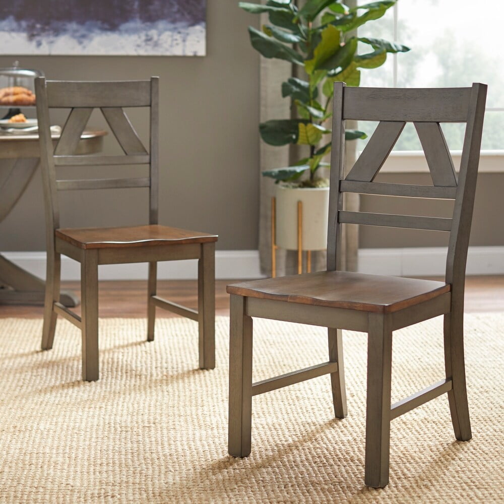 Simple Living Vintner Country Style Dining Chairs (Set of 2) Grey/Oak