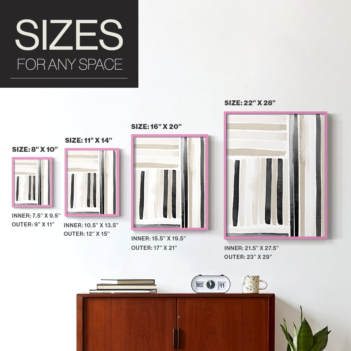 Neutral Lines I in Pink Solid Wood 8 x 10 Framed Print