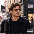 thumbnail image 3 of SA106 Snug Double Bridge Flat Top Retro Square Aviator Sunglasses / Tortoise - Green, 3 of 7