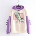 thumbnail image 2 of Sudadera de dinosaurio para mujer, camisetas de manga larga con costuras, bonita sudadera con capucha de dibujos animados, suéter informal para chicas adolescentes Ormromra WMZL-2134-13, 2 of 4